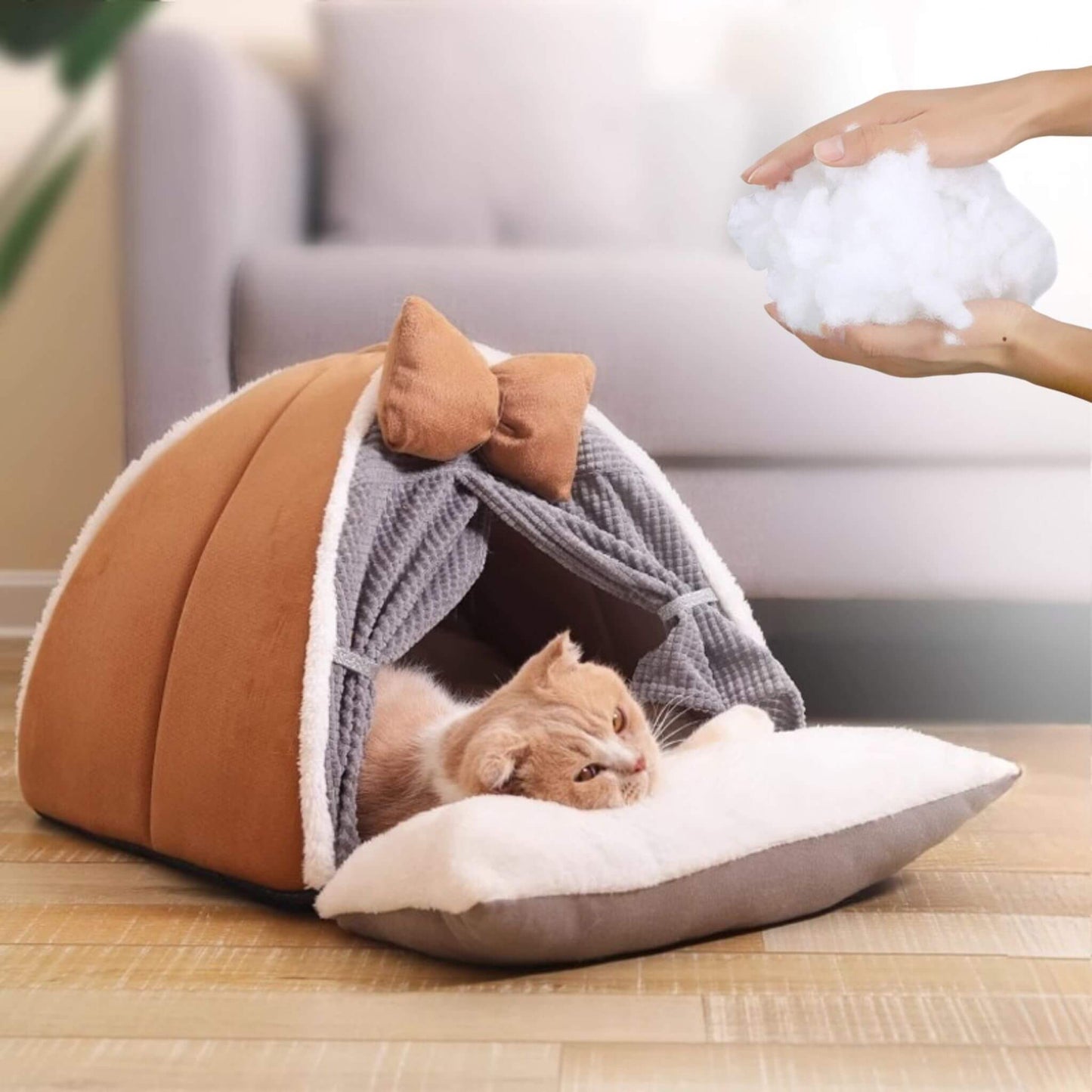 niche-pour-chat-intérieur-douce-brun