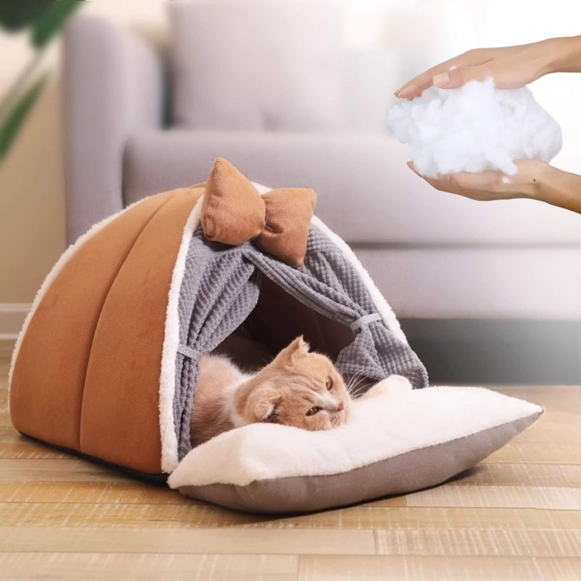 niche-pour-chat-intérieur-douce-brun