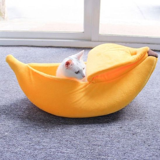 niche-pour-chat-jaune-forme-banane