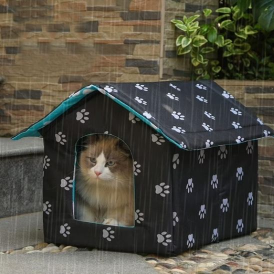 niche-pour-chats-extérieur-imperméable-noir