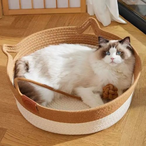 panier chat osier oreilles - Happy minet