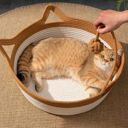 panier chat osier oreilles - Happy minet