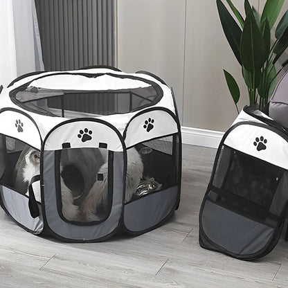 parc pour chat pliable gris beige