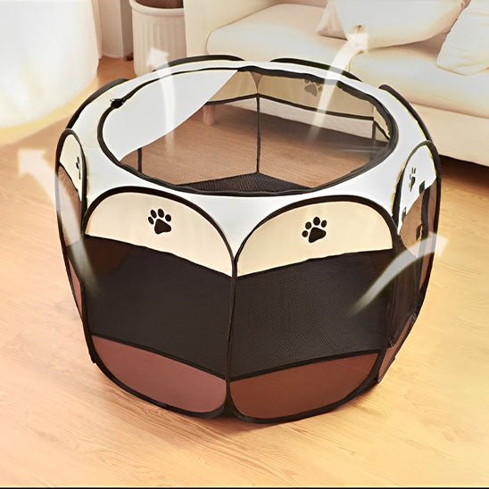 parc pour chat pliable brun beige