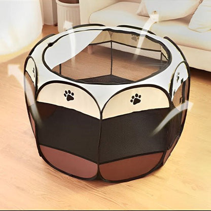parc pour chat pliable brun beige