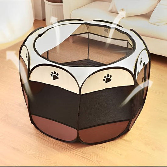 parc pour chat pliable brun beige