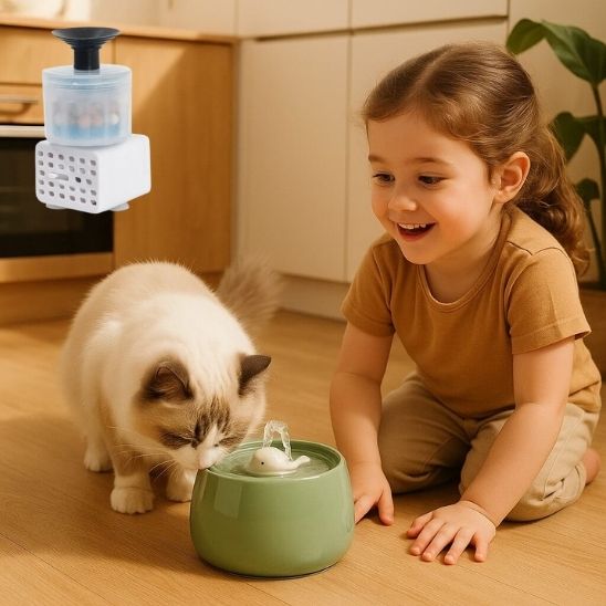 pompe-fontaine-a-eau-chat-blanche