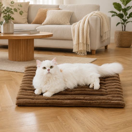 tapis chauffant pour chat brun
