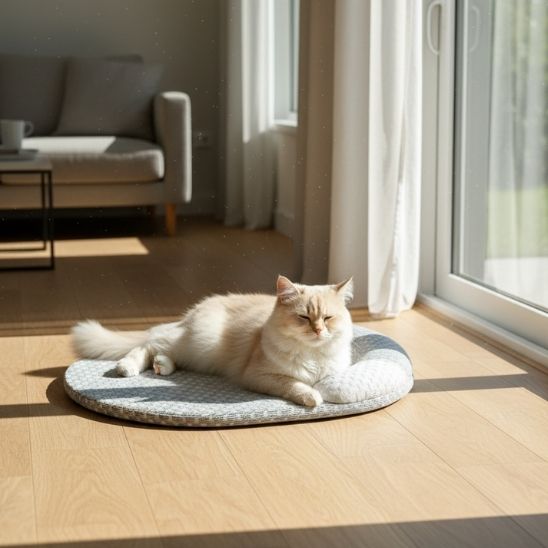 tapis fraicheur chat gris
