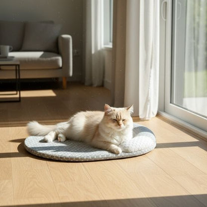 tapis fraicheur chat gris