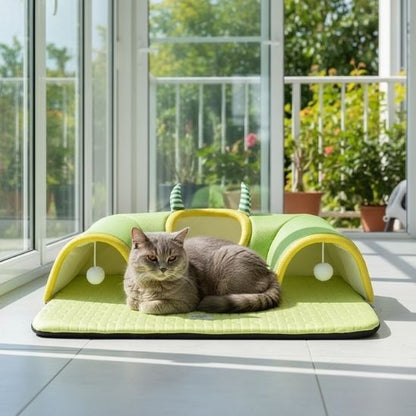 tapis-fraicheur-chat-tunnel-vert