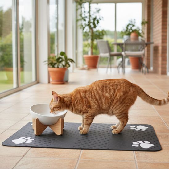 tapis pour gamelle chat antisalissure