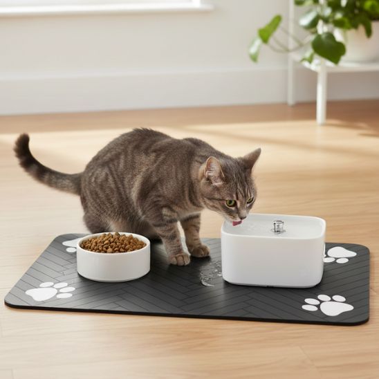 tapis pour gamelle chat design