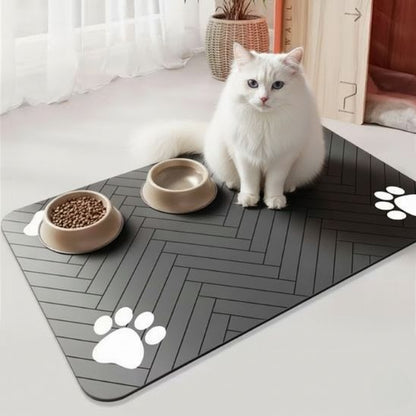 tapis pour gamelle chat noir