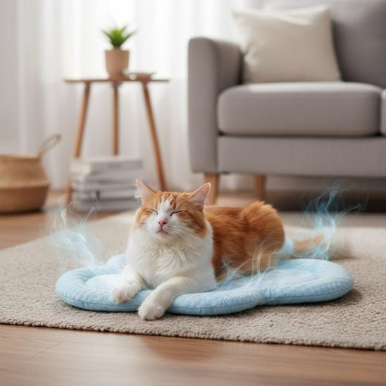 Tapis refrigerant chat bleu