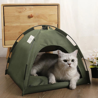 tente-pour-chat-verte