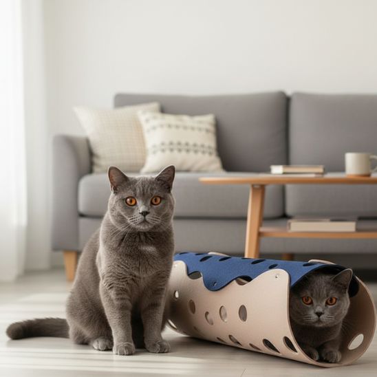 tunnel chaton Bleu Beige