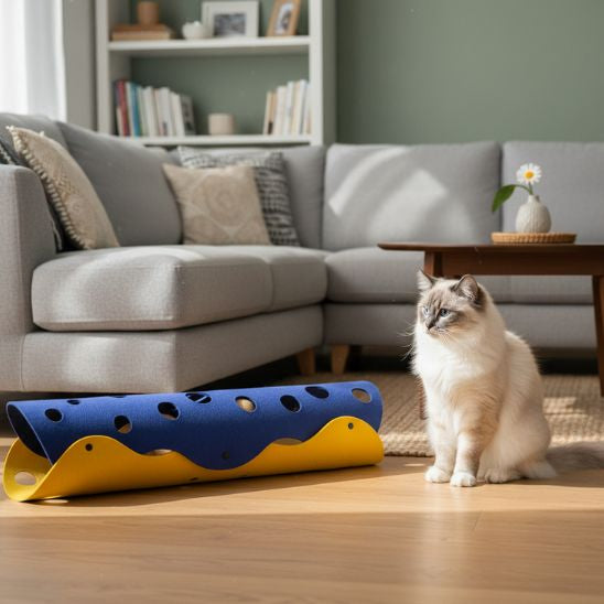 tunnel chaton bleu jaune