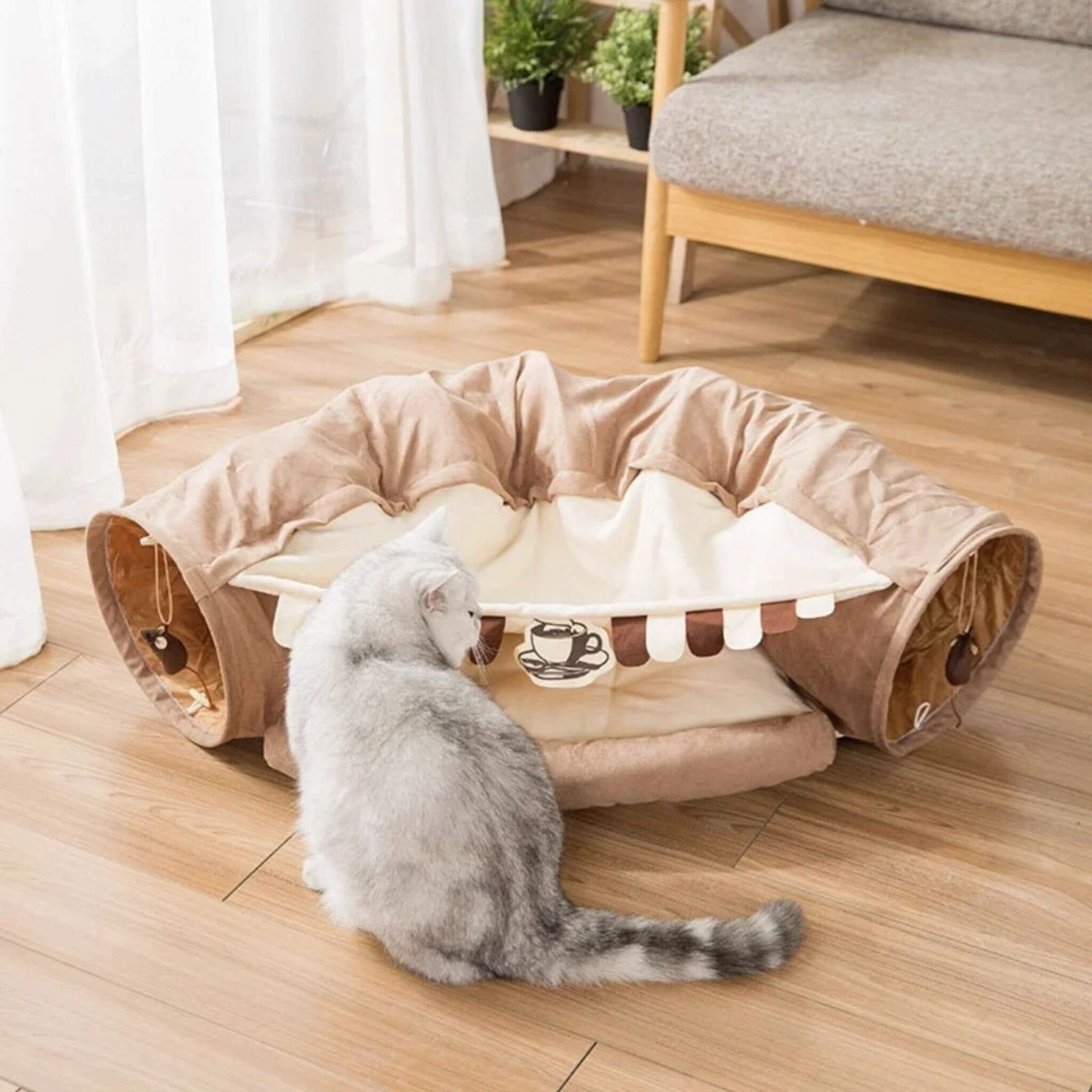 tunnel-pour-chat-spacieux-café
